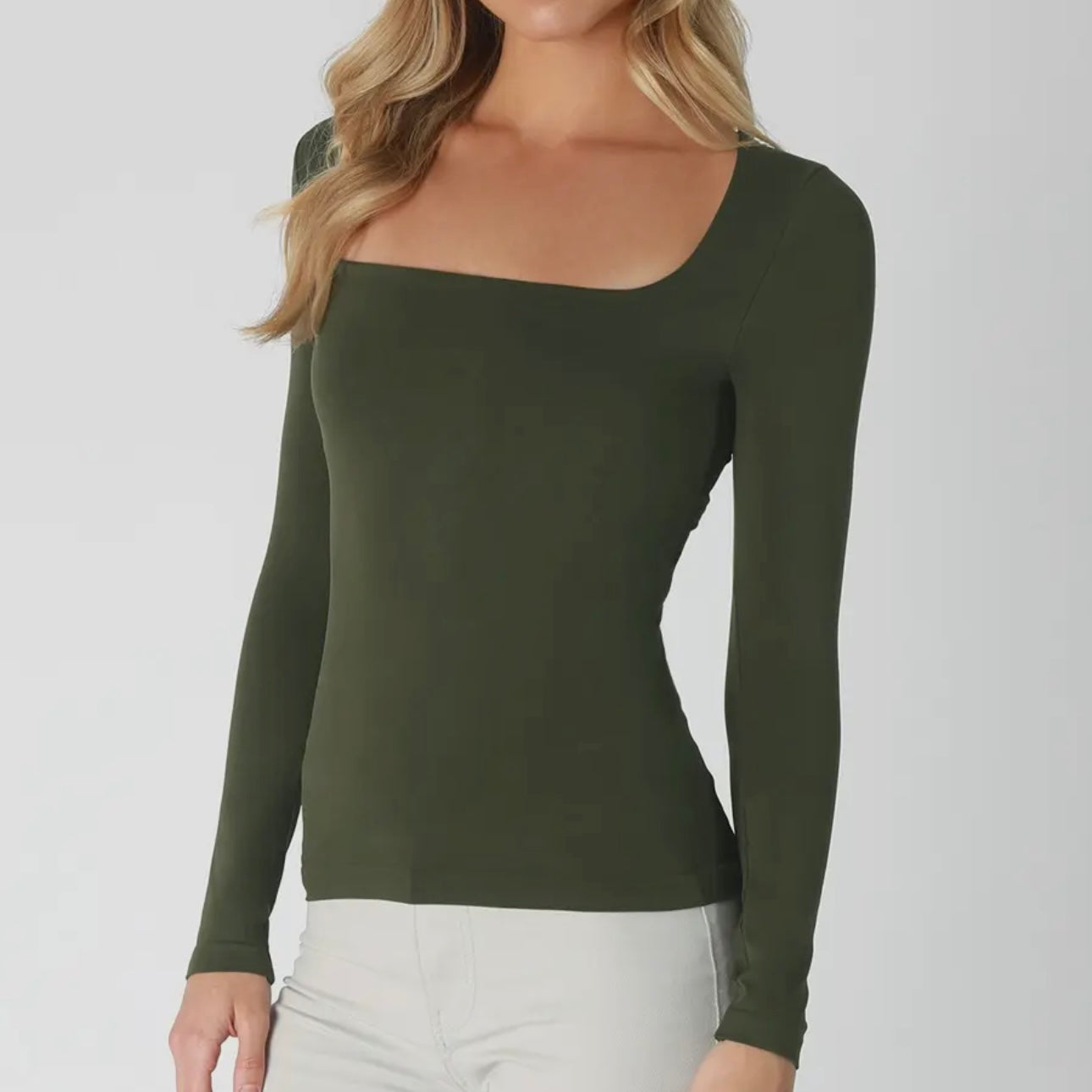 Basics Square Neck Top - Olive