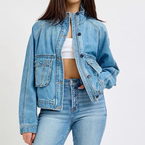 City Fashion Utility Denim Jacket