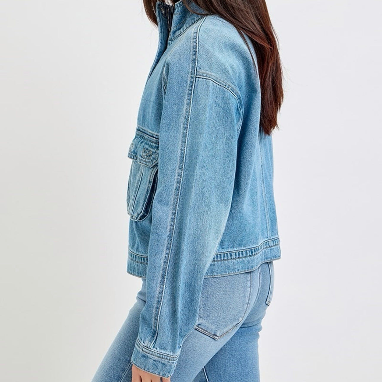 City Fashion Utility Denim Jacket