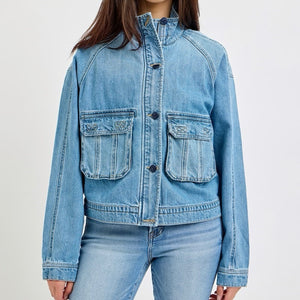 City Fashion Utility Denim Jacket