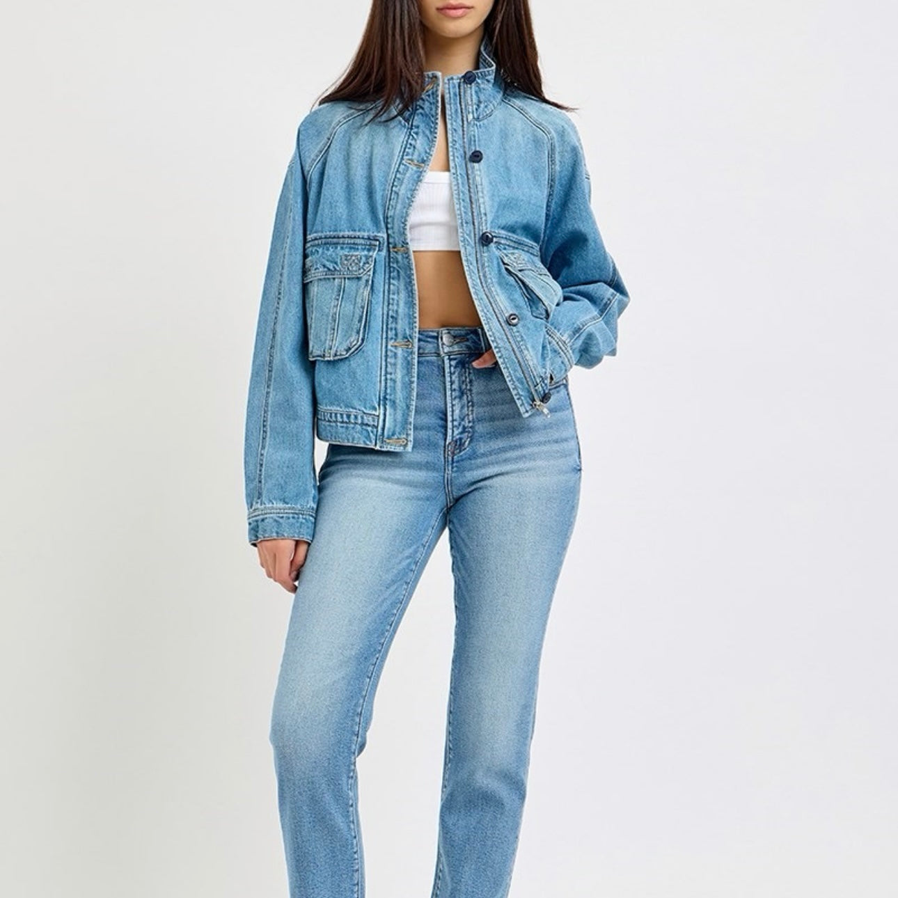 City Fashion Utility Denim Jacket