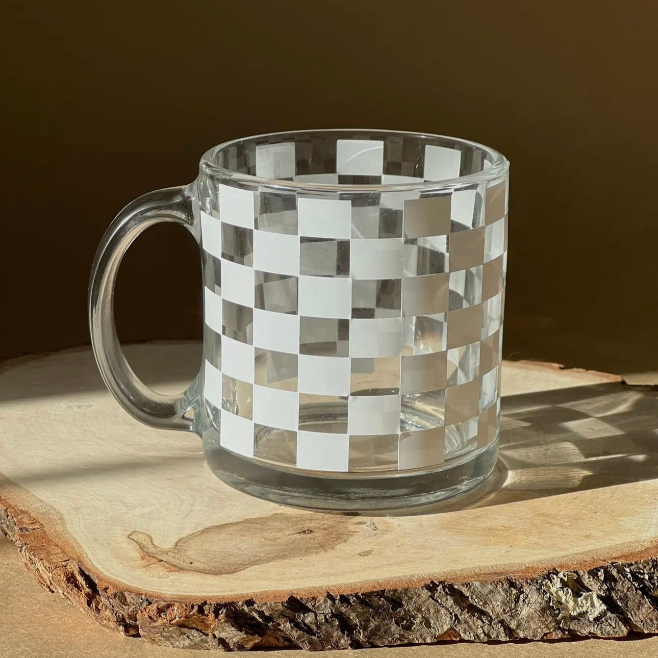 Checkered Glass Mug - LAST ONE
