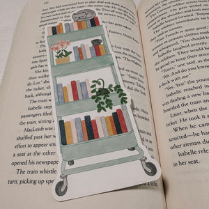 Book Cart Bookmark - Cat