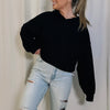 Keep It Casual Cropped Hoodie - Black