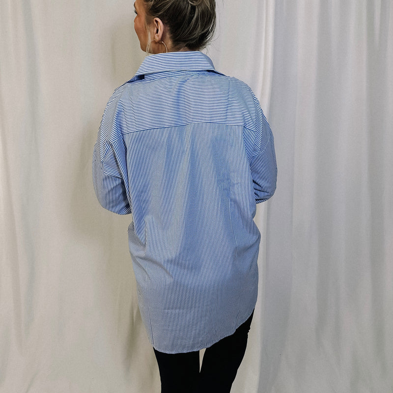 None Of Your Business Oversized Button Down - LAST ONE