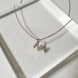 Rhinestone Initial Gold Necklace