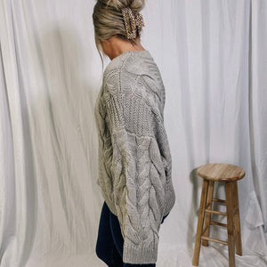 Baby It's Cold Outside Oversized Sweater - Light Grey - LAST ONE