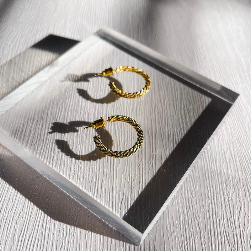 Gold Dip Twist Hoop Earrings