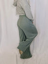 Coffee & Chill Ribbed Pants - Heathered Sage