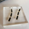 Rectangle Black Stone Dangle Earrings
