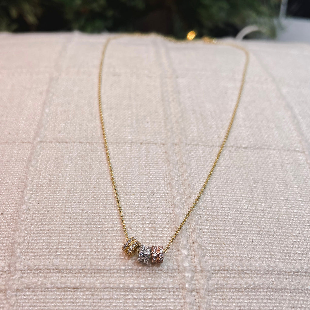 Dainty Rhinestone Embellished Triple Ring Necklace (3 Colors)