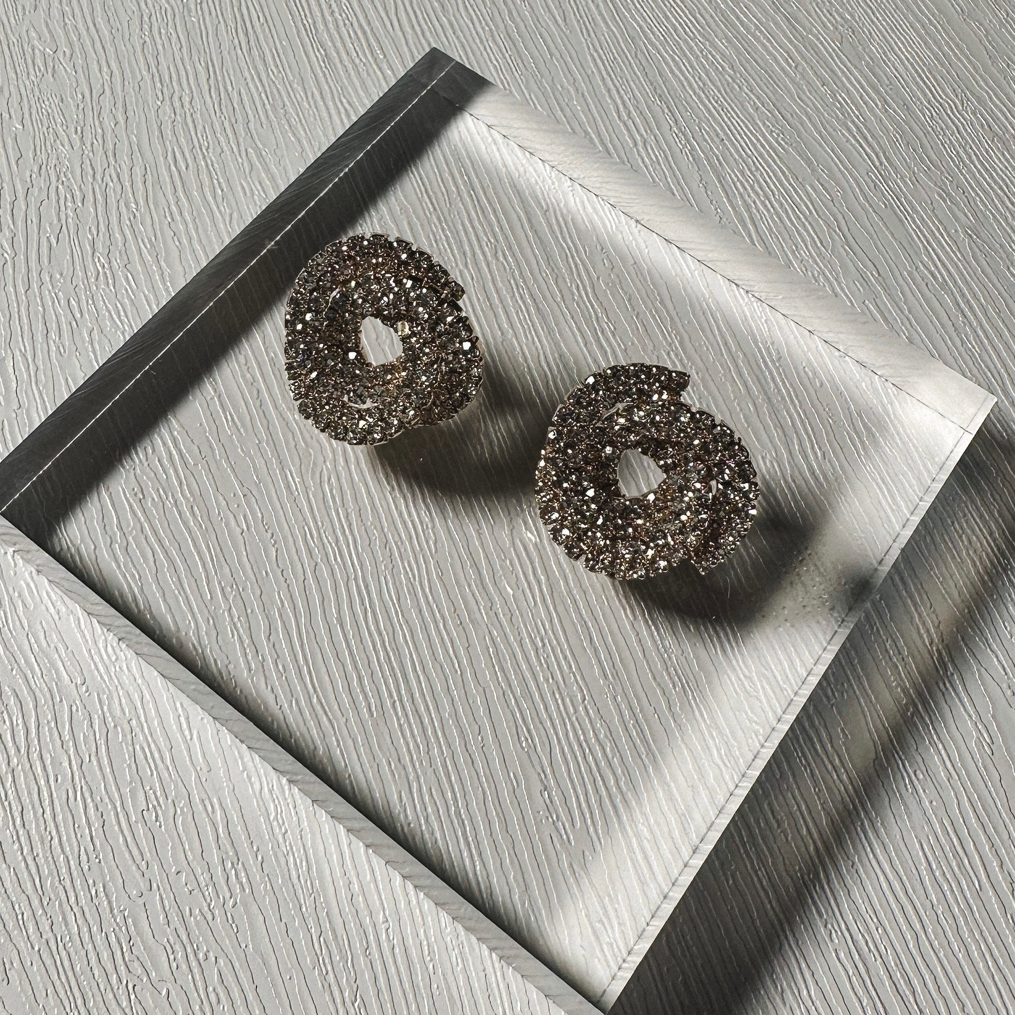 Rhinestone Button Earrings (2 Colors)