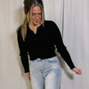 Cute As A Button Collared Top - Black