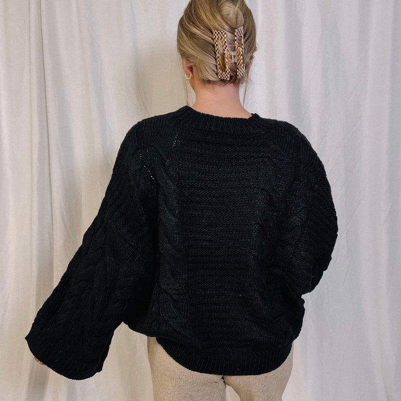 Baby It's Cold Outside Oversized Sweater - Black - LAST ONE