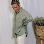 Coastal Girly Linen Button Down