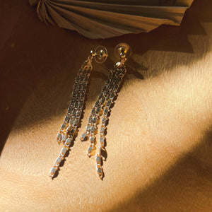 Thin Mini Chain Fringe Dangle Earrings ( 2 Colors)
