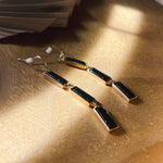 Rectangle Black Stone Dangle Earrings