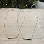 Gold Dipped Bar Necklace With Rhinestone (2 Colors)