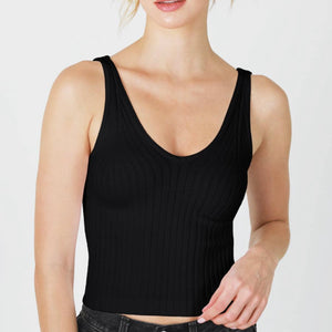 Perfect For Me Ribbed Tank - Black