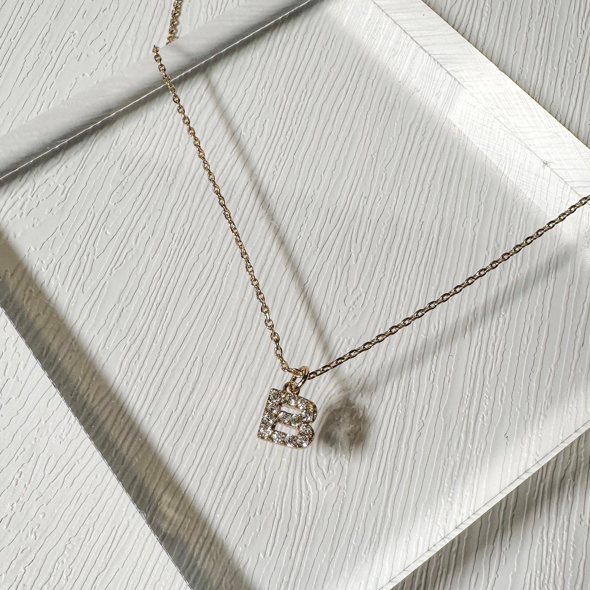 Rhinestone Tennis Chain Initial Necklace | Life's Lil Luxuries