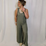 Go With The Flow Knit Jumpsuit - Olive - LAST ONE