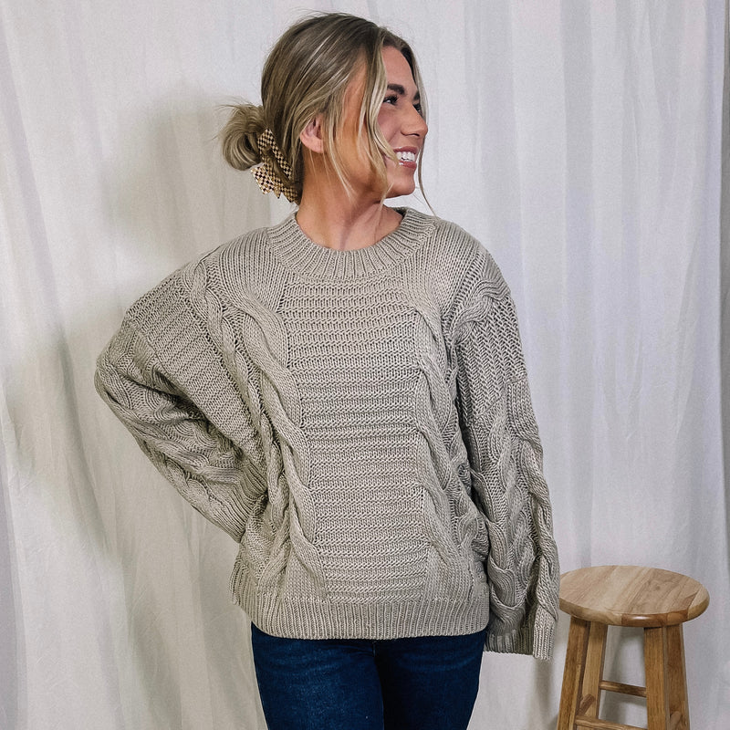 Baby It's Cold Outside Oversized Sweater - Light Grey