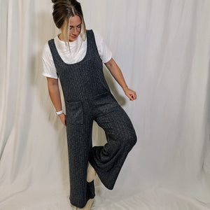 Go With The Flow Knit Jumpsuit - Charcoal - LAST ONE