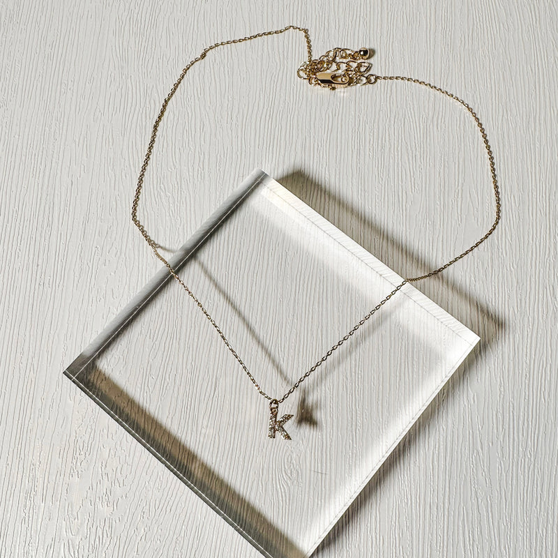 Rhinestone Initial Gold Necklace
