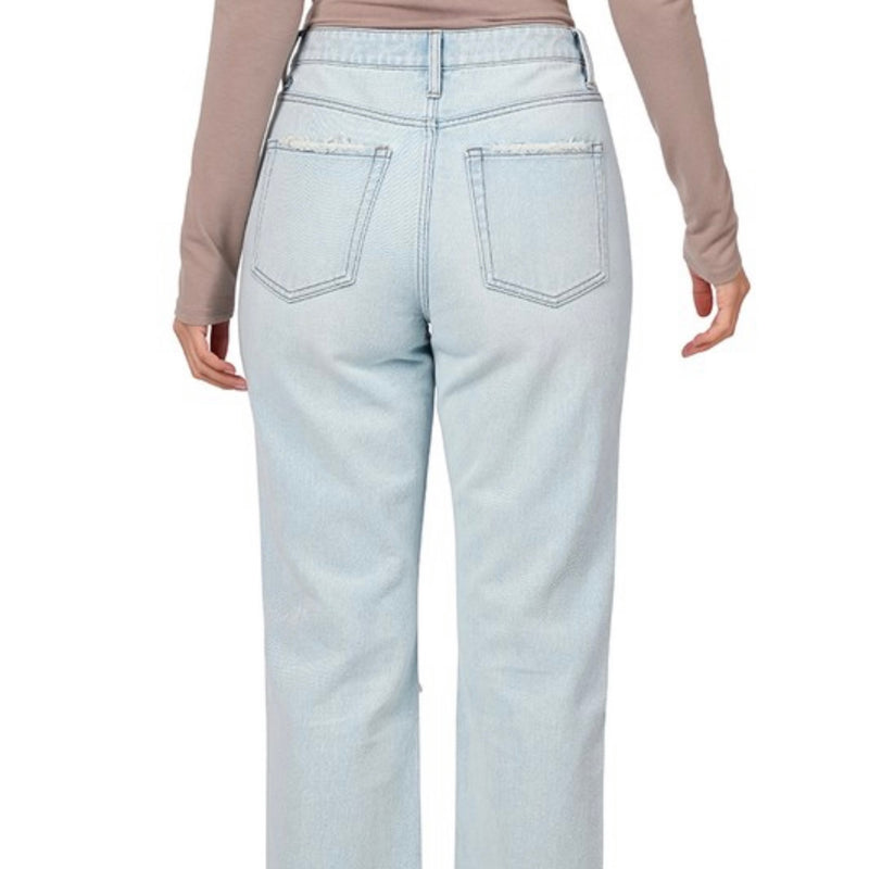 Lena Distressed Straight Denim