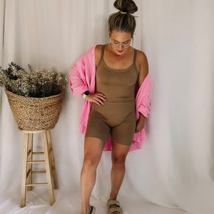 All I Want Fitted Romper - Mocha - LAST ONE