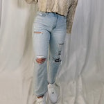 Lena Distressed Straight Denim