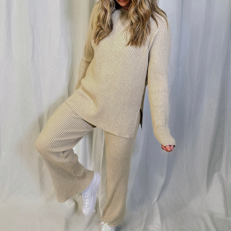 That Girl Ribbed Knit Sweater & Bottoms Set
