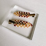 Crease Free Hair Clips Set - Brown Checkered - LAST ONE