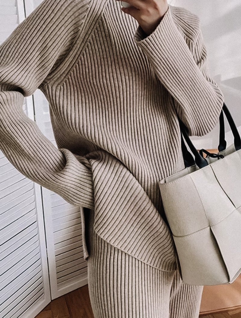That Girl Ribbed Knit Sweater & Bottoms Set
