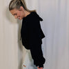 Keep It Casual Cropped Hoodie - Black