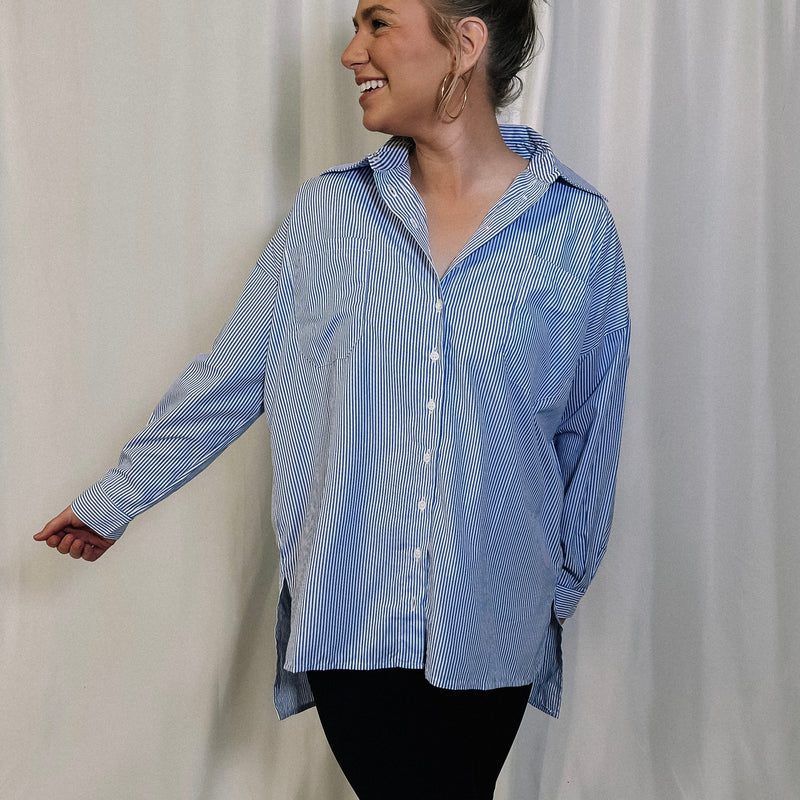 None Of Your Business Oversized Button Down - LAST ONE