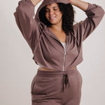 Out The Door Zip-Up Jacket - Brown
