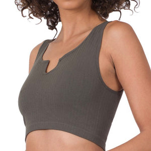 Homebody Cropped Tank - Charcoal