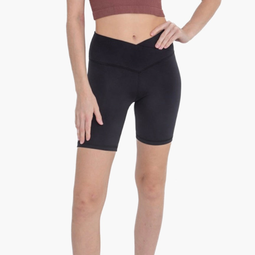 Hot Yoga Crisscross Waist Biker Shorts