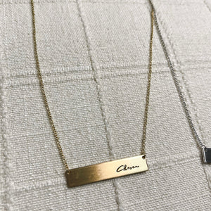 Chosen bar message neckalce. Inspirational message that comes in vintage, simple gold and silver colors.