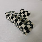 B&W Checkered Acetate Hair Clip - LAST ONE