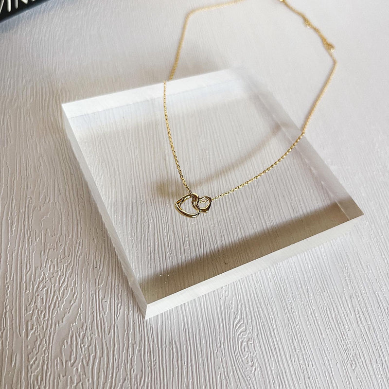 Doulbe Hearts Charm Necklace - 2 Colors