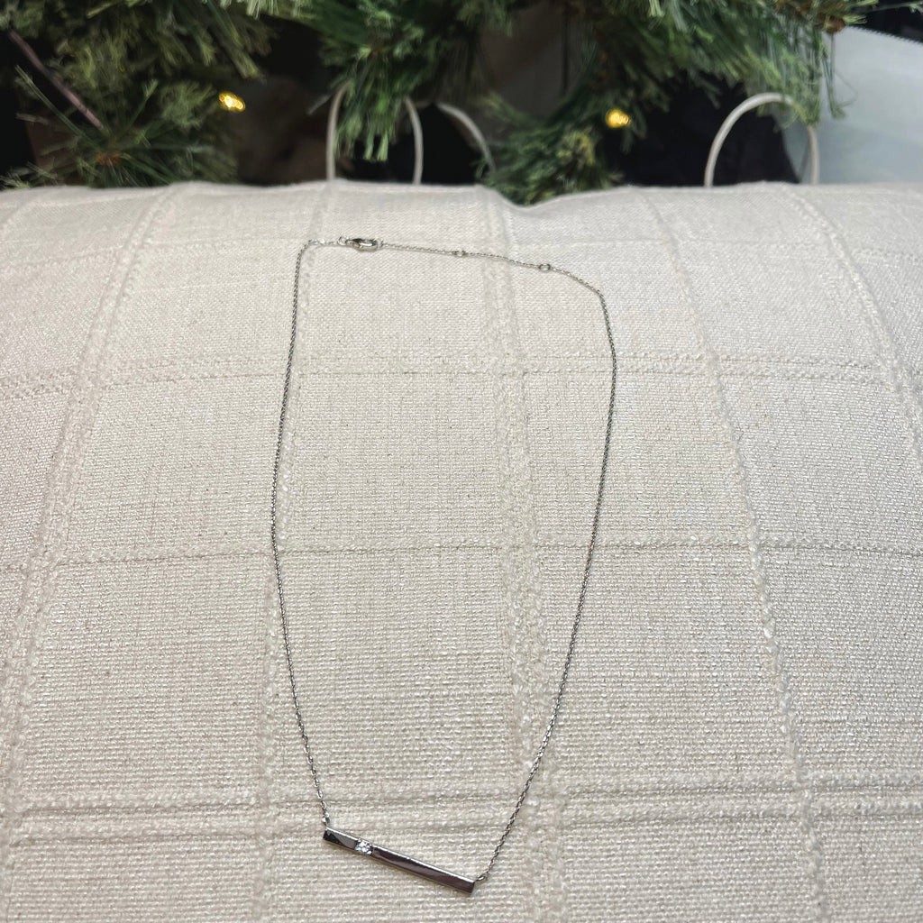 Gold Dipped Bar Necklace With Rhinestone (2 Colors)