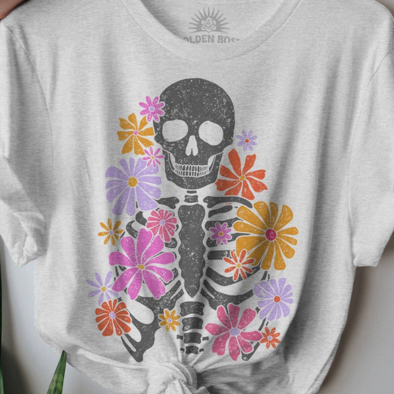 Flower Skeleton Oversized Graphic Tee