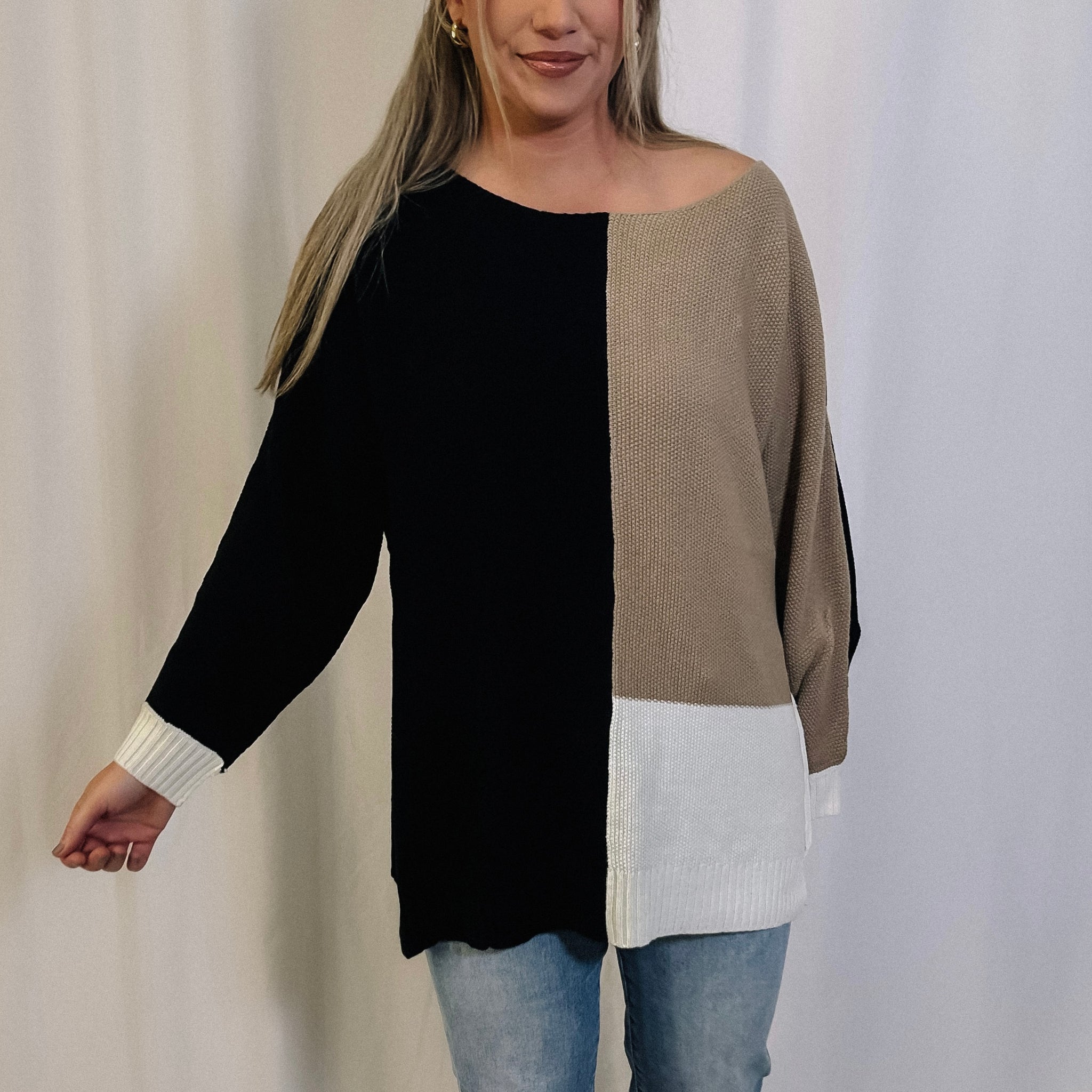 Black & Tan Colorblock Sweater