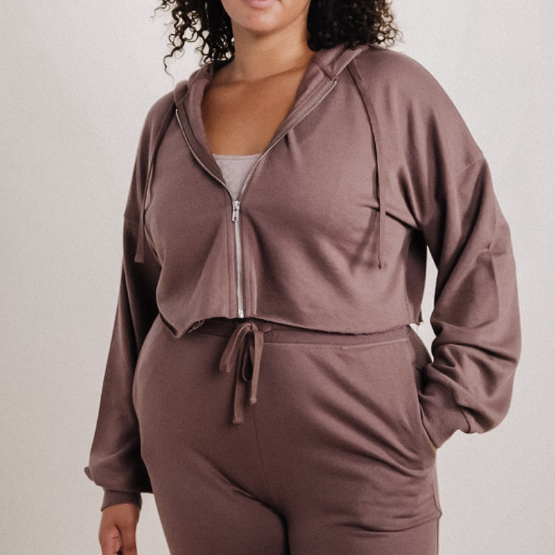 Out The Door Zip-Up Jacket - Brown